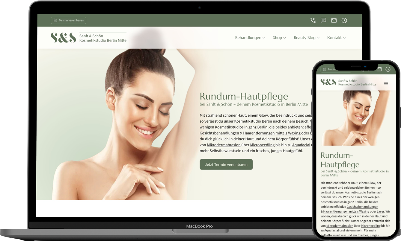 Website von Sanft & Schön Kosmetikstudio